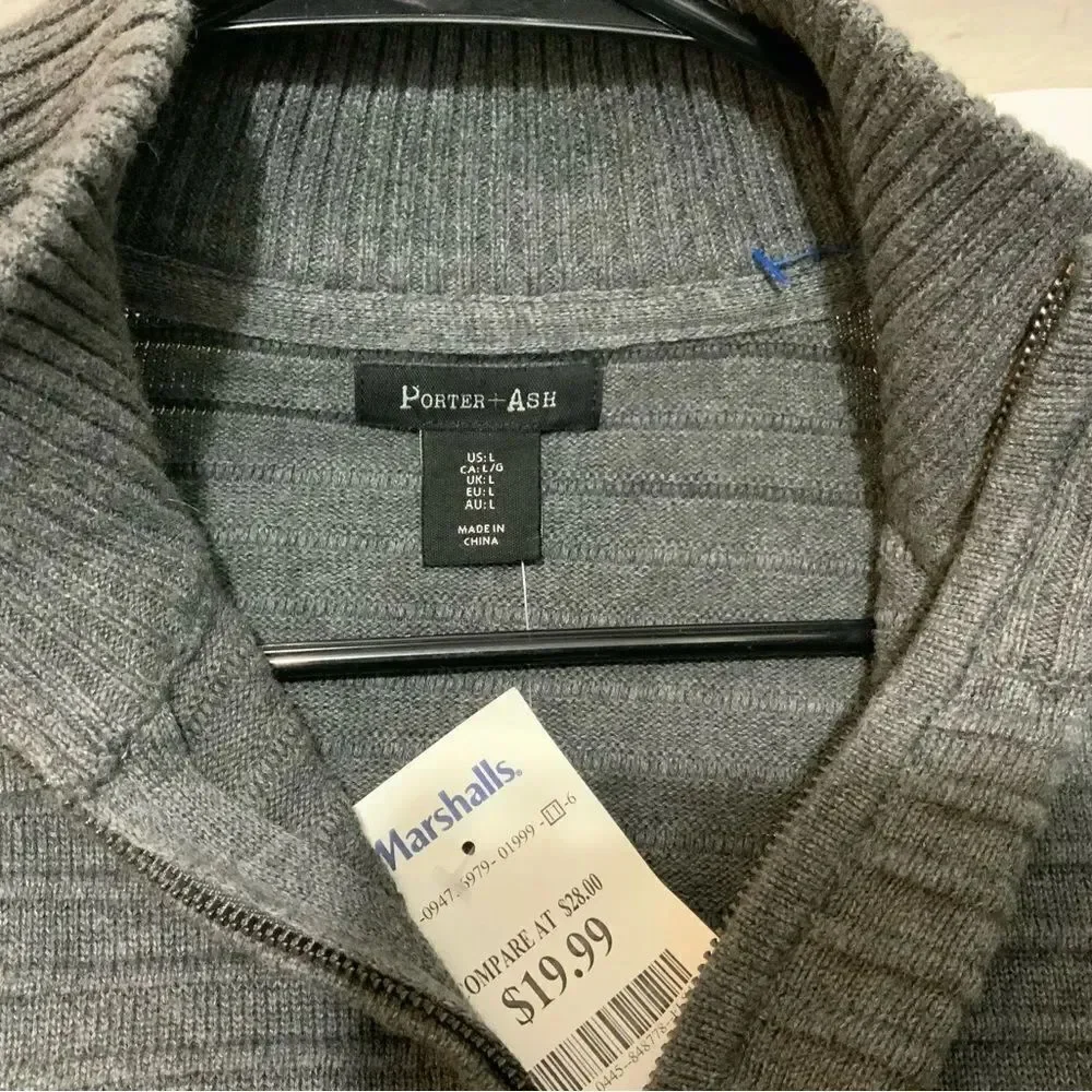 New Porter + Ash Sweater Large Gray Men
